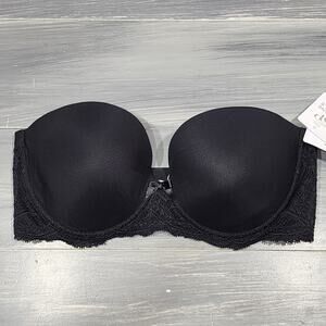 Simone‎ Perele Bra Eden Strapless Plunge Underwire Bra Size 36D Black